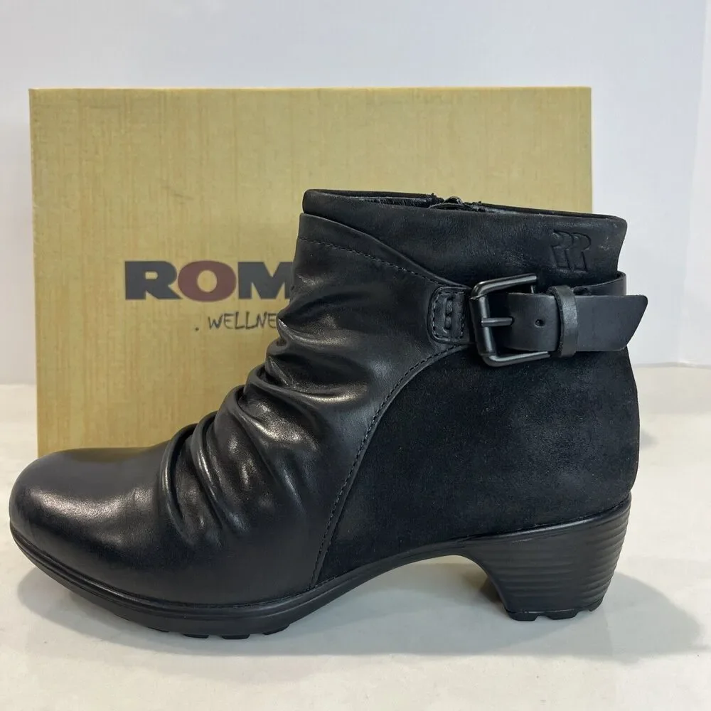 Romika NEW Womens EU36 US‎ 5-5.5 Banja Black Leather Ruched Ankle Boots Comfort